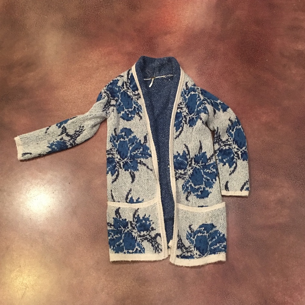 Cozy Free People Boho Floral Cardigan